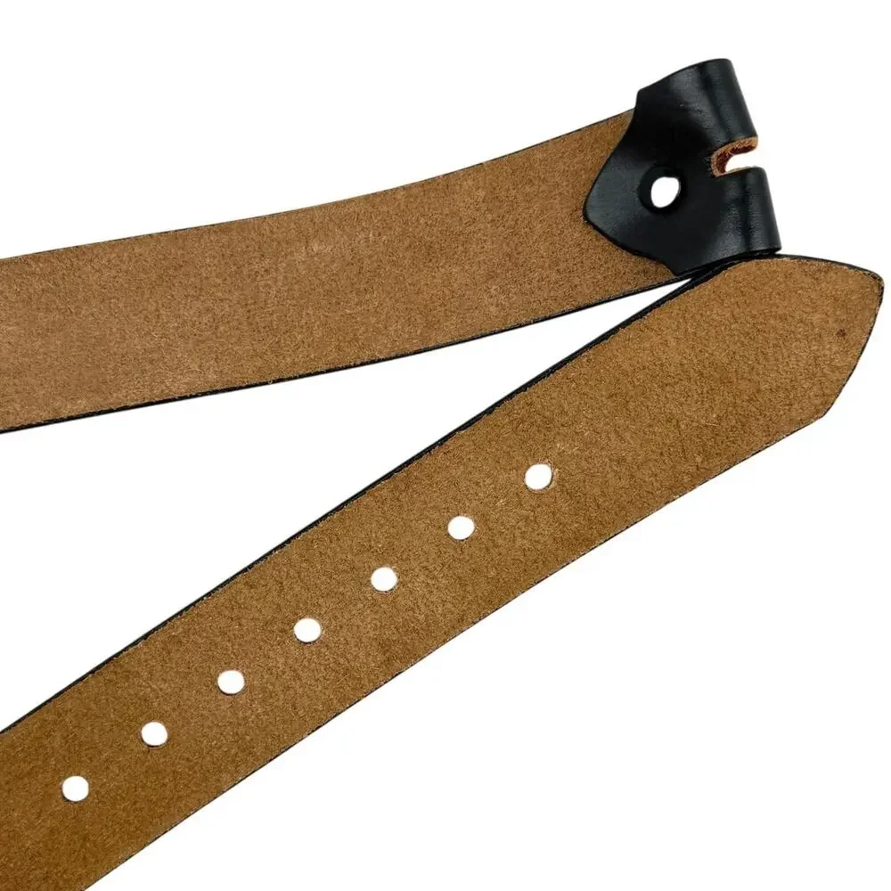 Bechelli Oil-Tanned Cowhide Leather Belt Strap Black Size M 34–36 USA Western